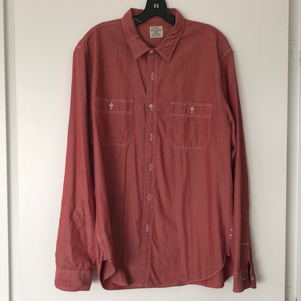J. Crew Red Chambray Button Down - Size L